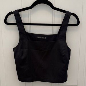 Abercrombie & Fitch Satin Squareneck Tank Top Shirt black XS